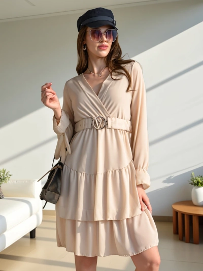 Robe mini Royalfashion pour femmes avec volants et décolleté croisé