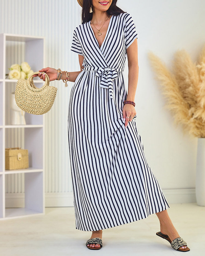 Royalfashion Robe midi rayée pour femme