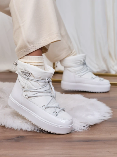 Royalfashion Bottes à enfiler pour femmes bottes de neige a'la en blanc Vevnose