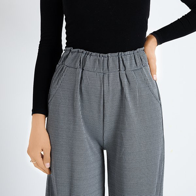Pantalon large culotte femme pied-de-poule - Vêtements