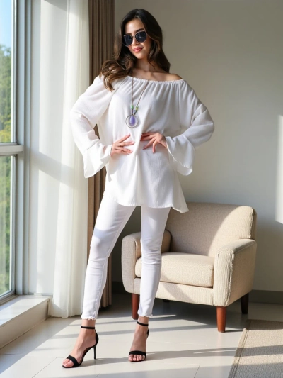 Blouse off-shoulder Royalfashion pour femmes avec volants