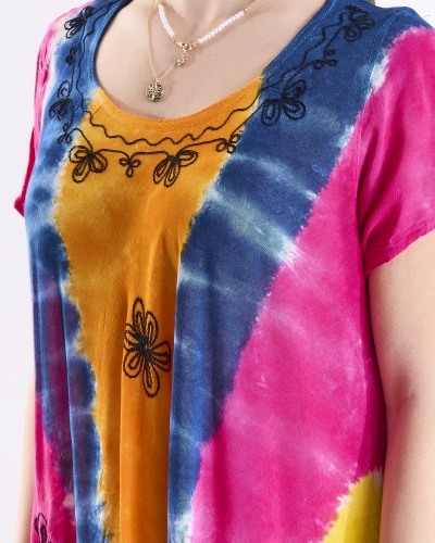 Couvre-lit robe de plage femme orange et bleu marine avec patchs - Vêtements