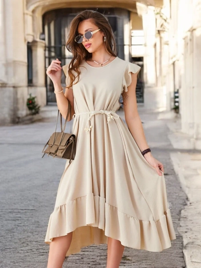 Robe midi pour femmes Royalfashion avec volants et manches courtes
