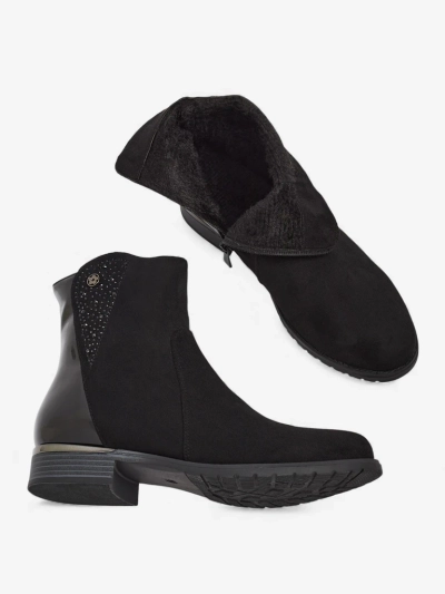 Bottines en éco-daim avec empiècements vernis Kelmo