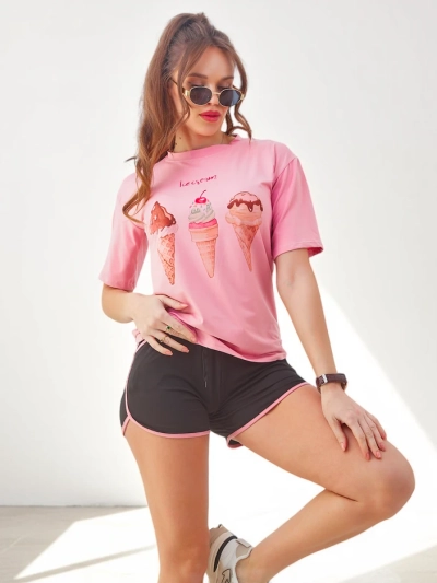 Ensemble de sport pour femmes Royalfashion avec un t-shirt et un short Ice Cream