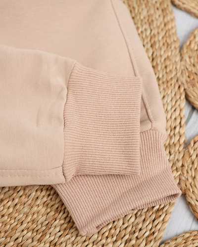 Jogging femme beige avec patch coloré - Vêtements