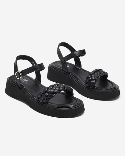 OUTLET Sandales noires pour dames sur une semelle plus épaisse Usinos- Footwear