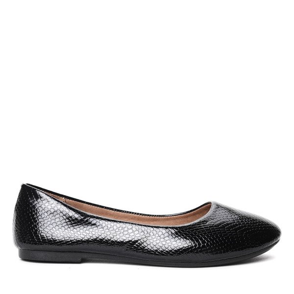 Czarne baleriny ze zwierzęcym motywem Francesca- Obuwie