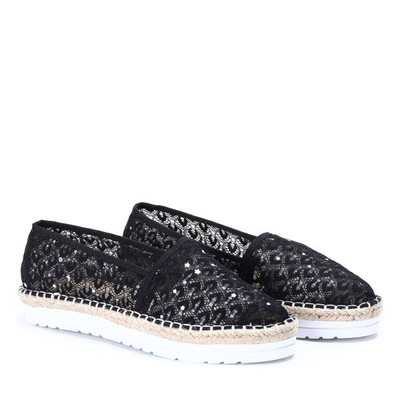 Espadrilles noires avec bordure en dentelle Ariel - Footwear 1