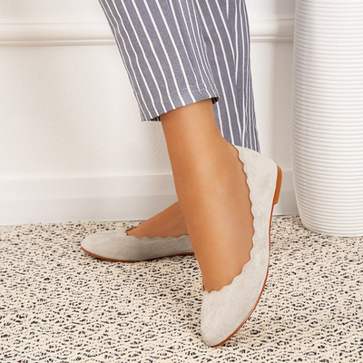 OUTLET Ballerines femme en éco-suède gris clair Antonelia - Souliers