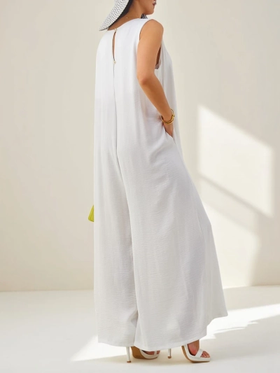 Artemisia Eleganza – Combinaison maxi blanche en viscose à bretelles pour femme