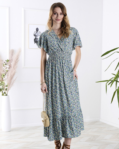 Robe midi fleurie pour femme en violet- Vêtements