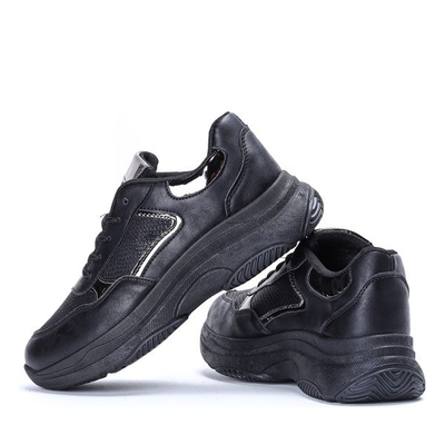 Czarne buty sportowe na wyższej podeszwie Lora - Obuwie