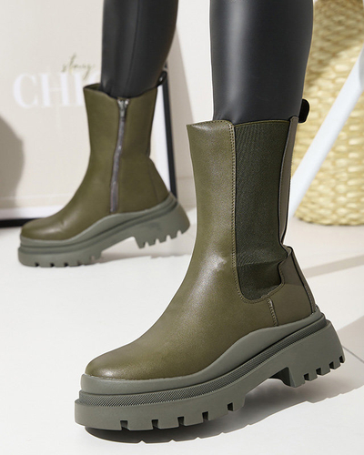 OUTLET Bottes à talon plat vert foncé pour femmes Okidas - Footwear