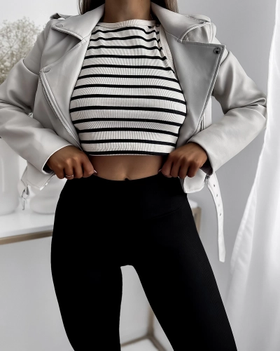 Leggings côtelés pour femme en noir - Vêtements