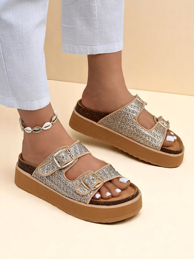 Royalfashion Mules à plateforme pour femmes Nora Woven