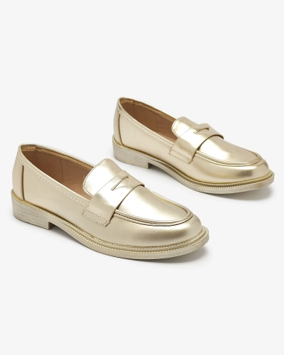 Mocassins dorés pour femme en cuir écologique Zibom- Footwear