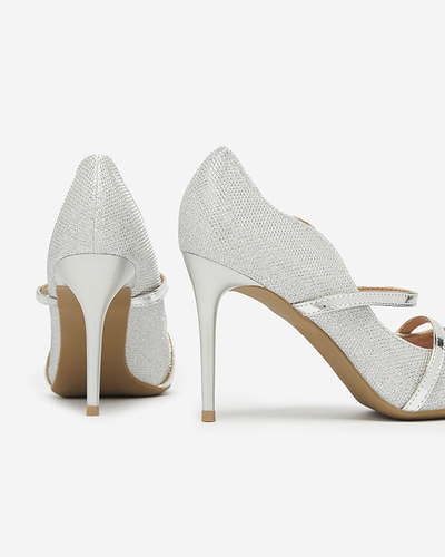 Escaliers à talons aiguilles argentés pour femmes avec paillettes Esleea - Chaussures