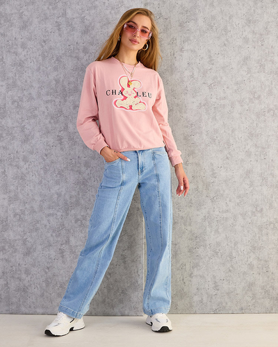 Royalfashion Sweat-shirt en coton à imprimé fin pour femme
