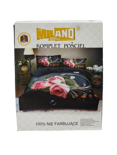 Ensemble de Literie Milano Noir et Rose Élégant