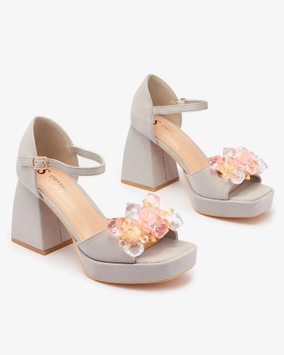 OUTLET Royalfashion Sandales à talon aiguille pour femmes avec cristaux Celidi