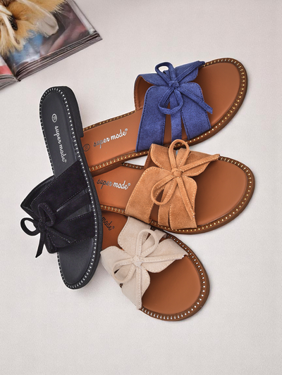 Royalfashion Sandales plates pour femme avec nœud Gerber