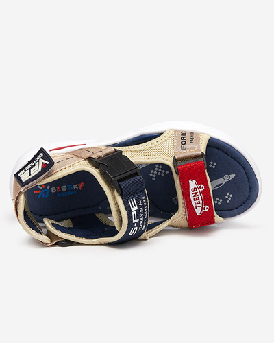 Sandales garçon beige et bleu marine à scratch Elbrusia - Footwear