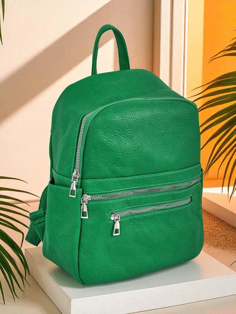 Sac à dos pour femmes AURELIA Verde cuir écologique A4 Królewska Moda