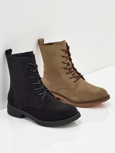 Bottines lacées mates en cuir écologique pour femmes Treviline