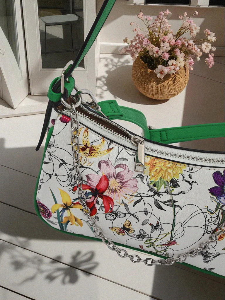 Royalfashion Petit sac à main pour femme en cuir écologique à motif floral Lily Bloom