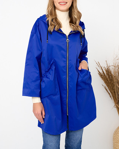 Veste manteau femme bleu marine avec capuche - Vêtements