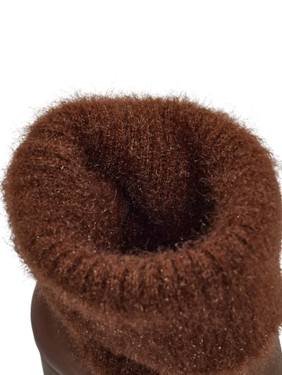 Bottines femme en cuir écologique à talon bloc avec tricot Tirave