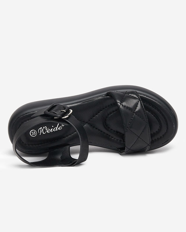 OUTLET Sandales compensées matelassées en cuir écologique noir Baloui - Footwear