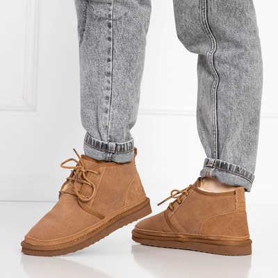 Bottes de neige nouées pour femmes marron clair avec fourrure Miusho - Chaussures