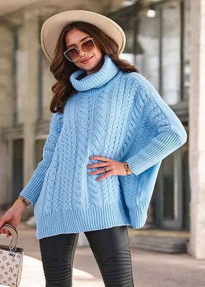 Royalfashion Pull à col roulé pour femme