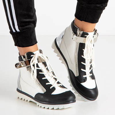 Bottines de sport noires et blanches avec finition laquée Krillas - Footwear