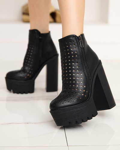 OUTLET Bottes femme noires ajourées sur le post Elangel-Footwear