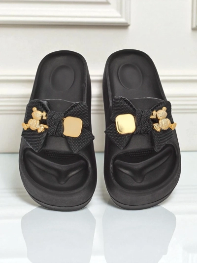 Royalfashion Tongs en caoutchouc pour femme avec nœud décoratif Alday