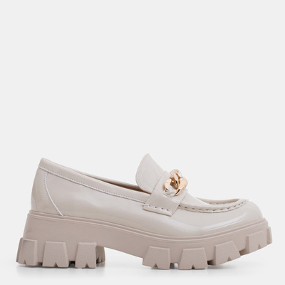 Slip-on femme beige clair vernis à chaîne Guinewra - Chaussures