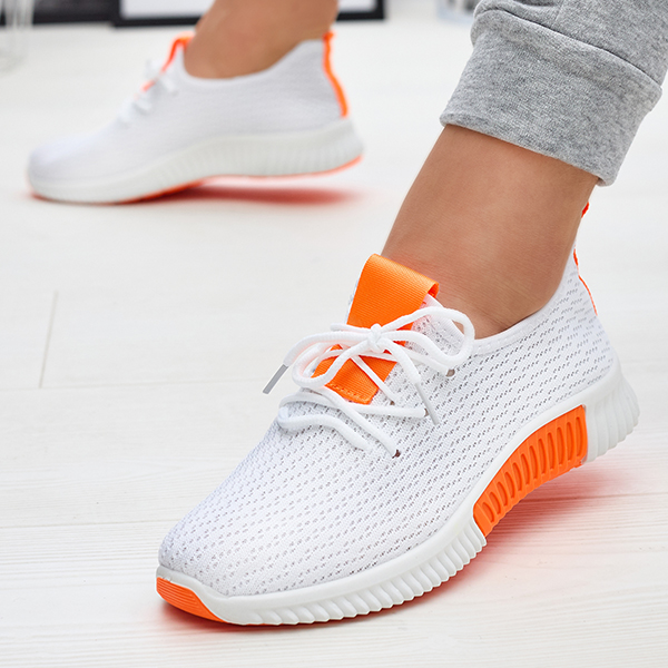 Chaussures de sport blanches pour femmes avec inserts orange Kedeti - Footwear