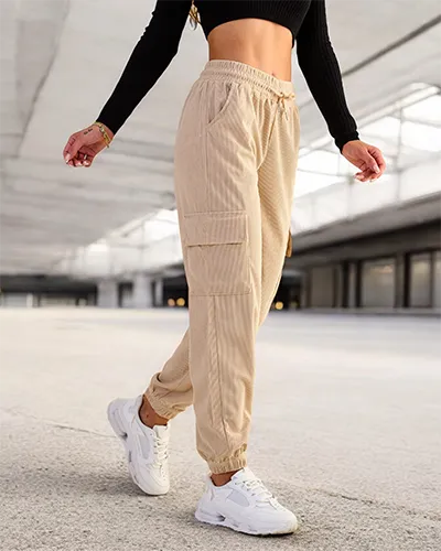 Royalfashion Pantalon côtelé pour femme