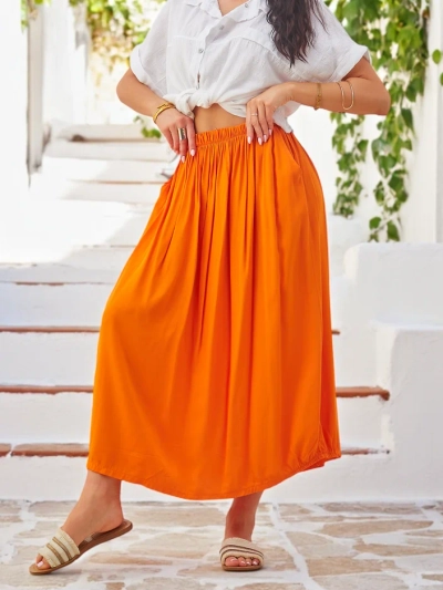 Jupe midi en viscose Royalfashion pour femmes légère d'été avec deux poches