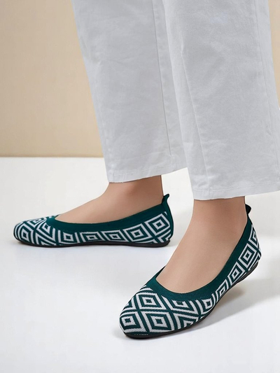 Royalfashion Ballerines en tissu pour femme avec imprimé géométrique Metric
