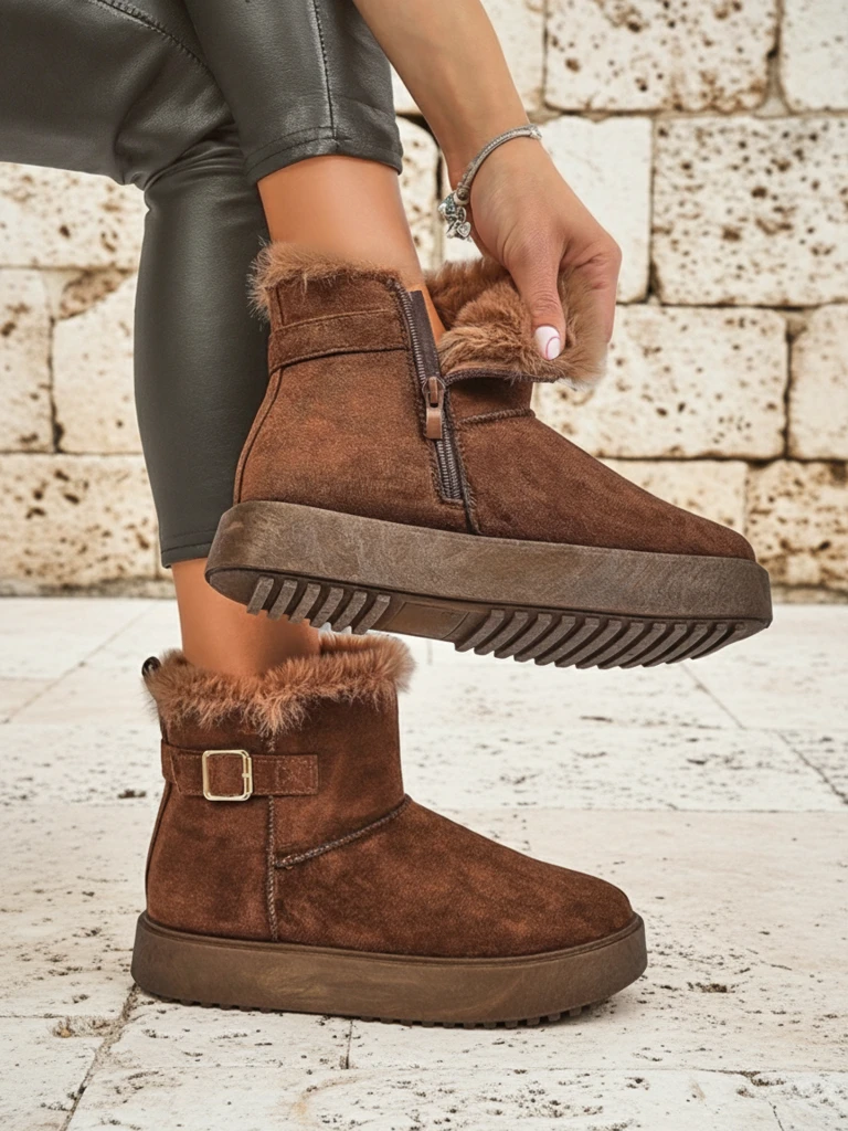 Royalfashion Bottes courtes style bottes de neige pour femmes Winter Crest