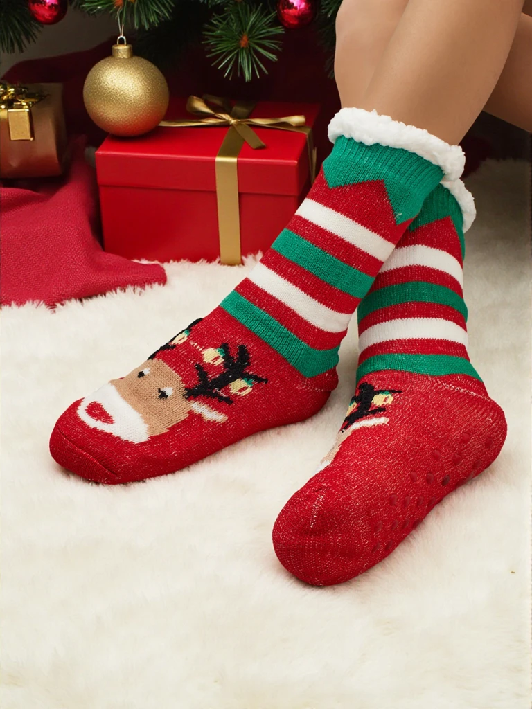 Chaussettes pour Femmes Rudolph Rouges Joyeuses pour l'Hiver