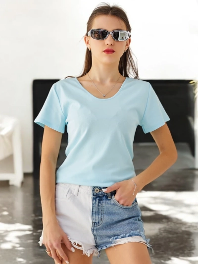 T-shirt en coton pour femmes Royalfashion avec dentelle au dos