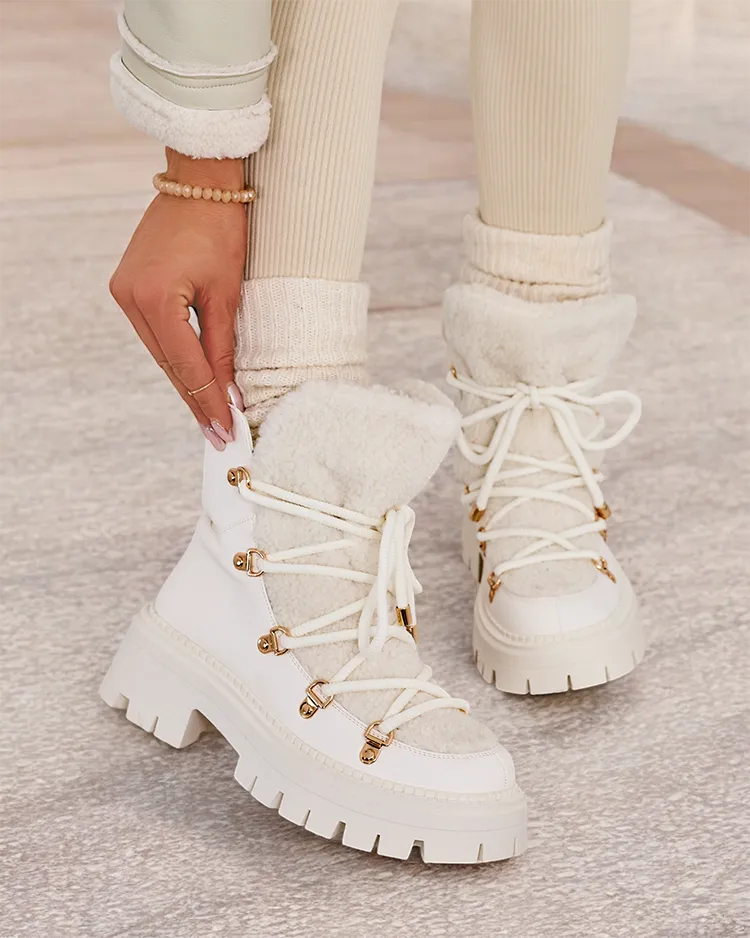 Royalfashion Bottes de neige Lozin à lacets pour femme