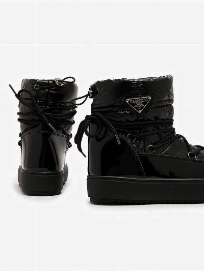 Royalfashion Bottes à enfiler pour femmes bottes de neige a'la en noir Vevnose