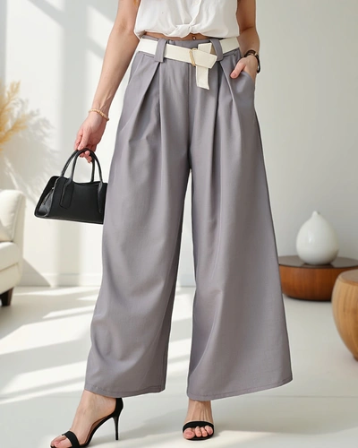 Pantalons larges pour femmes Royalfashion avec une ceinture