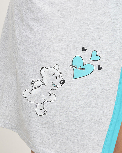 Peignoir femme gris avec empiècements bleus - Vêtements